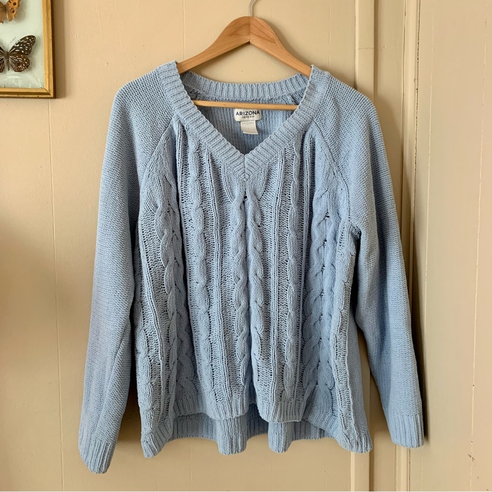 Baby Blue V-Neck Knit Sweater Size L
